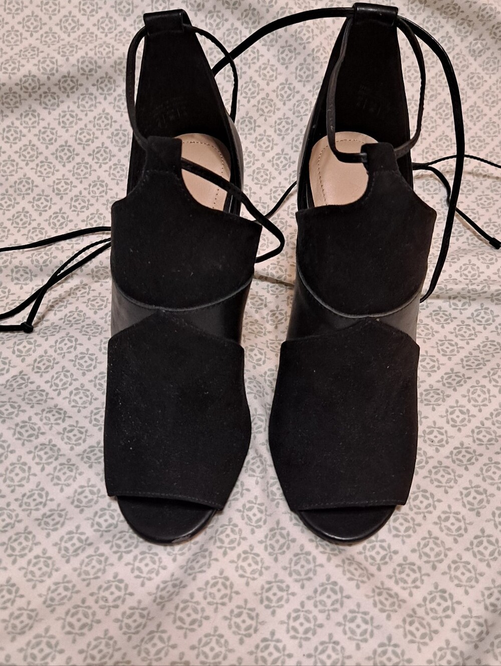 Aldo Black Lace-Up Open-Toe Women's Heels Sz 6